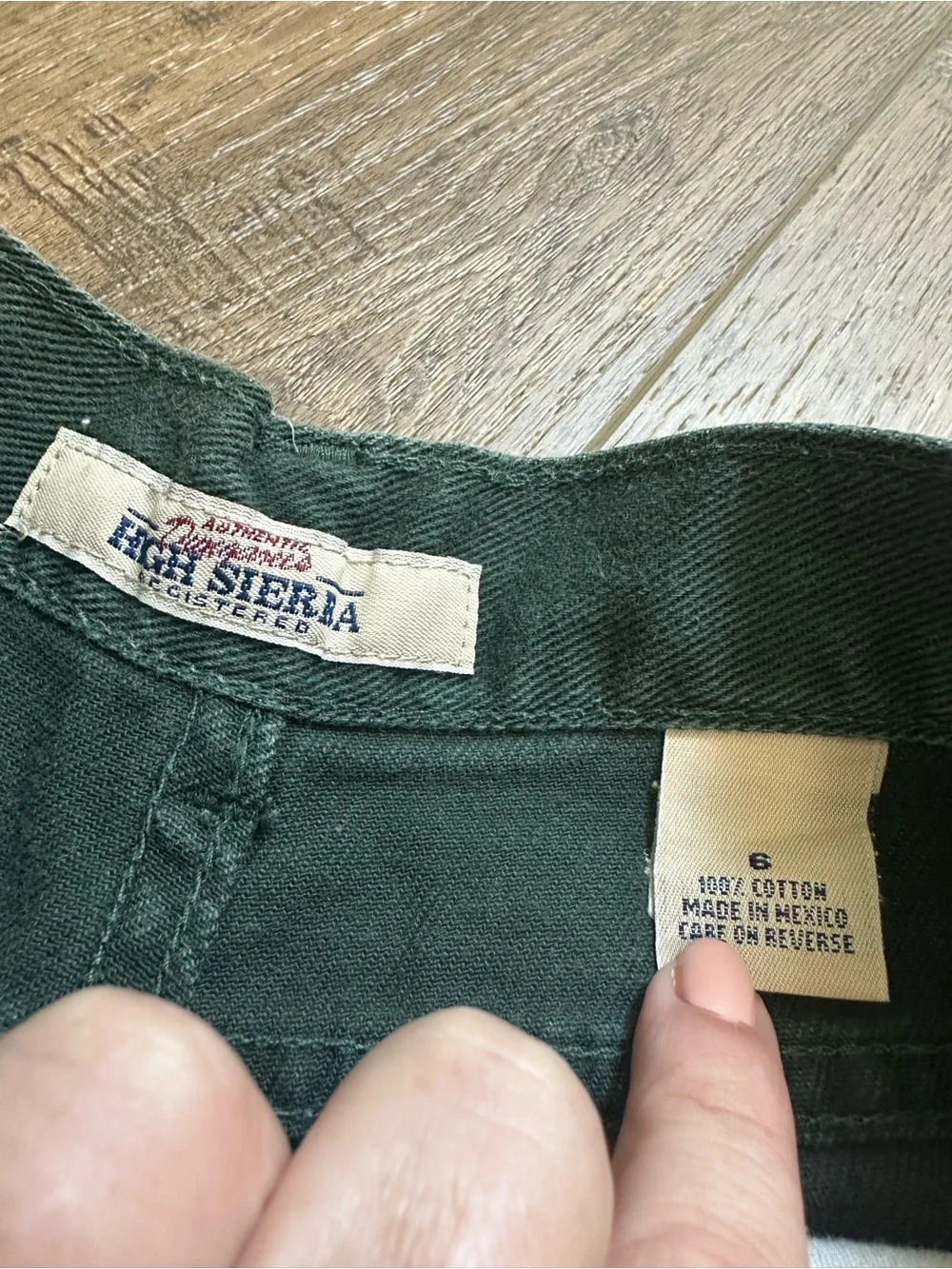 Vintage High Sierra Shorts, 90’s, Denim, High-Waisted, Dark Green, Size 6